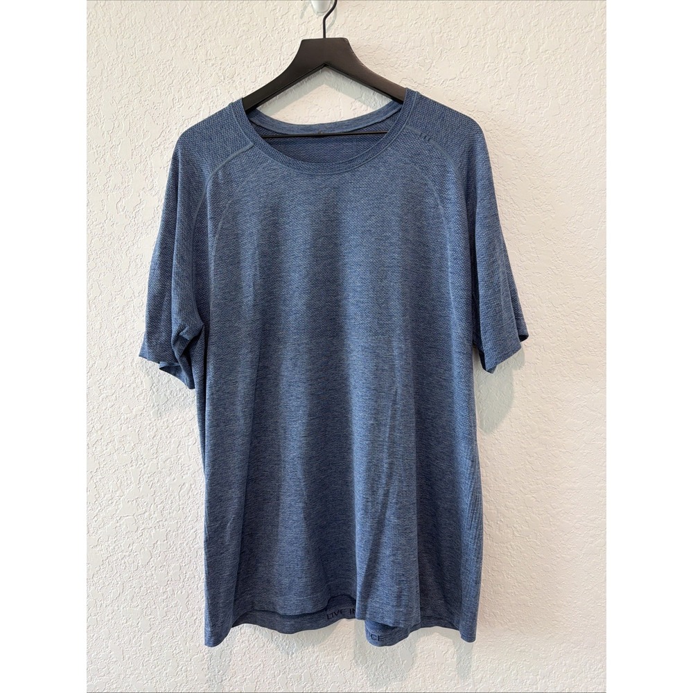 Lululemon Live In Practice Blue Shirt Sleeve Athletic Shirt Men's Size Xxl
